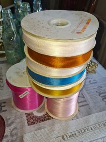 Approx 1300 metres of Ribbons on Reels, suitable for various crafting and decoration purposes Postage Available