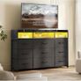Chest of Drawers for Bedroom with LED and Charging Station, Black Image 4