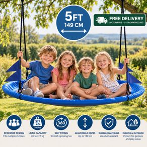 5ft Large Round Saucer Tree Swing 317kg  Blue Outdoor Garden Swing