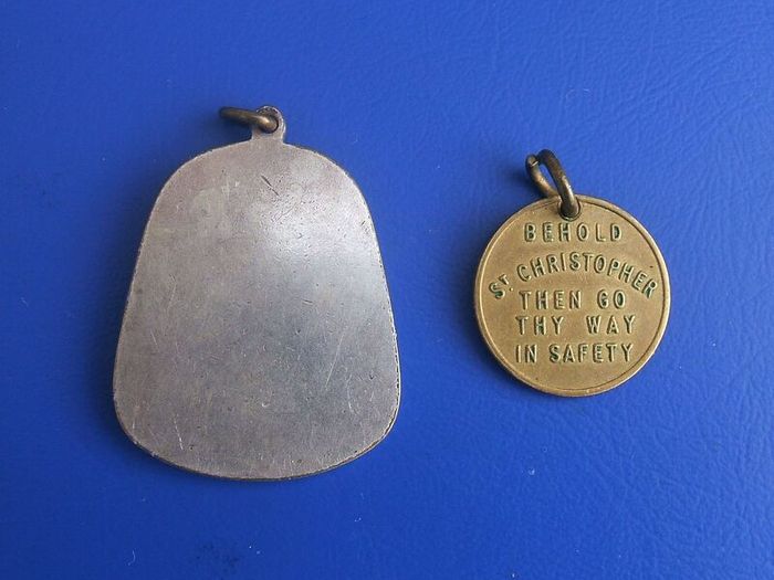 Two vintage ST. CHRISTOPHER medals (1970s/60s or earlier)