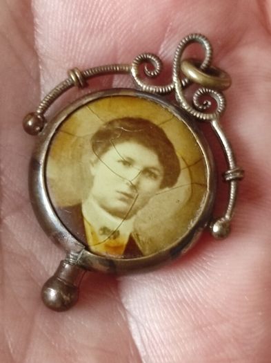 Antique double sided photo locket pendant