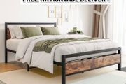 4ft6 Double Bed Frames with Wood Headboard