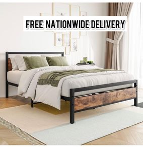 4ft6 Double Bed Frames with Wood Headboard