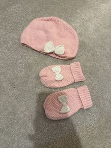 Pink hat and gloves set 1-3 years