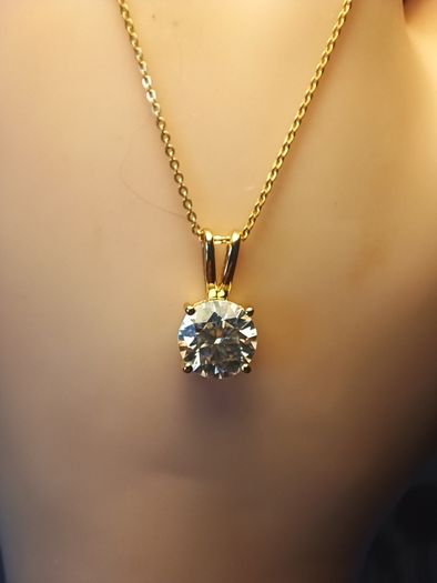2.5ct. Moissanite Solitaire Pendant and Chain