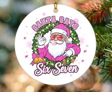 Six Seven Meme Christmas Ornament, Gen Alpha Humor Ornament, Santa Says 6-7 Ornament, Tween Christmas Ornament Gift, Teen Boy Gift, Gen Alpha Gift, Gen Z Ornaments, 6-7 Ornaments,Christmas Tree Hanging Acylic Ornament Decoration ,Christmas Home Decor