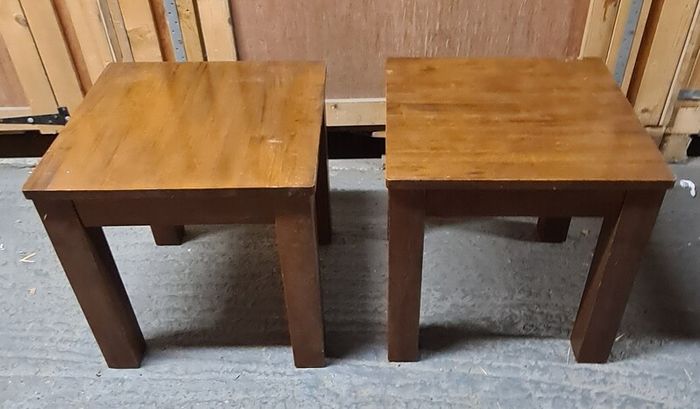 Pair of Wooden Square Side / Bedside Tables