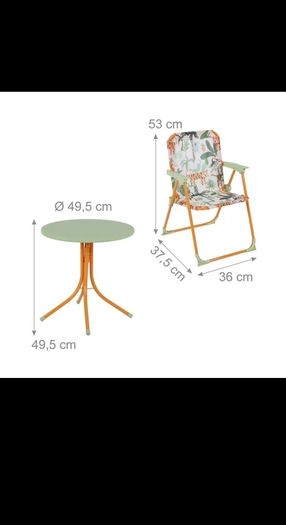 Kids table set. Outdoor furniture set. Kids camping set. 4-Piece set: Kids ensemble with 2 folding chairs, table and parasol. Picnic table