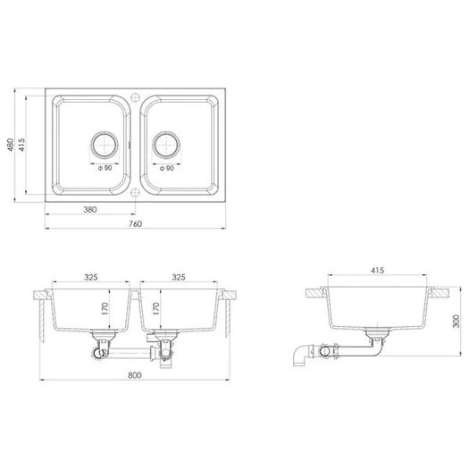 Kitchen Sink Beige 76 x 48 x 30 cm Quartz and Resin