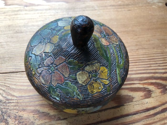 Vintage Handcrafted Wooden Trinket Box Decorative Carved Flowers