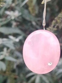 Polished Rose Quartz and Sterling Silver chain set