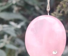 Polished Rose Quartz and Sterling Silver chain set