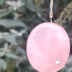 Polished Rose Quartz and Sterling Silver chain set