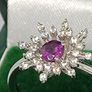 Purple Garnet, White Zircon Firework Ring in Rhodium Overlay Sterling Silver, 0.627 Ct. Image 5