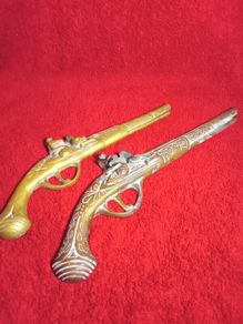 Vintage Brass Pistols  ( Wall Decor ) X 2
