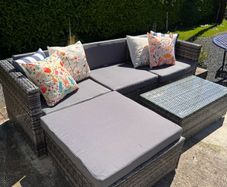 5 piece gray rattan sofa set garden furniture