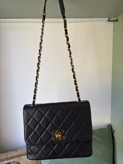 chanel rare vintage caviar Single Flap 24k Gold Plated