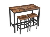 main image for ad Industrial  bar table set, bar table with 2 bar stools, kitchen counter with bar stools, kitchen table and kitchen chairs in industrial design, for kitchen, 120 x 60 x 90 cm, vintage brown-black