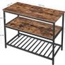 Standing shelf, 120 x 60 x 90 cm, kitchen island with large worktop, dining table, kitchen shelf with 3 shelves, sturdy metal frame, vintage brown-black Image 2