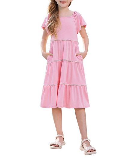 Brand New GRACE KARIN Girls Ruffle Sleeve A-Line Midi Dress Party