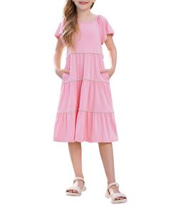 Brand New GRACE KARIN Girls Ruffle Sleeve A-Line Midi Dress Party