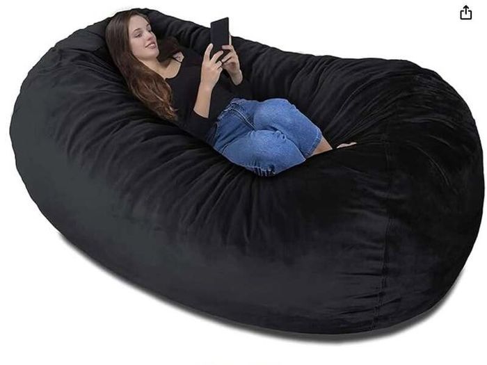Large Black Oval Bean Bag Lounger - Extra Large Floor Sofa