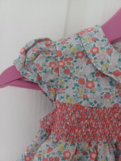 Baby Girls M&S Cotton Floral Smock Dress Age 9-12 months