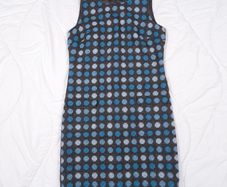 Boden Blue Black Retro Polka Dot 100% Wool Sleeveless Shift Mini Dress 10UK/38EU