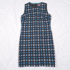Boden Blue Black Retro Polka Dot 100% Wool Sleeveless Shift Mini Dress 10UK/38EU