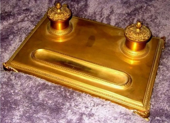 Early Victorian Brass Inkstand