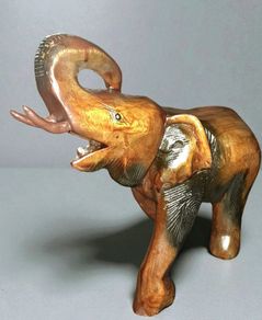Large wooden elephant statue