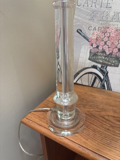 Cut Glass Pillar Lamp with Dusty / Dusky Faux Suede Drom Shade