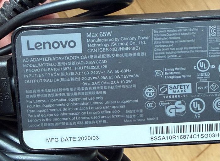 Genuine Original Lenovo USB C Laptop Charger 65 Watts
