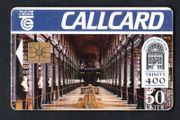 1992 Ireland 50 unit 400 Years of Trinity College's existence showing Trinity Library Dame Lane address (Gemplus) Call Card Used. Telecom Eireann card number 1037