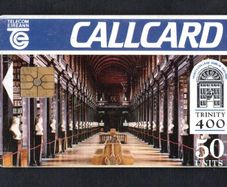 1992 Ireland 50 unit 400 Years of Trinity College's existence showing Trinity Library Dame Lane address (Gemplus) Call Card Used. Telecom Eireann card number 1037