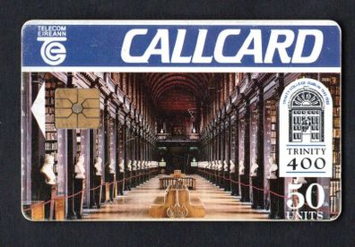 1992 Ireland 50 unit 400 Years of Trinity College's existence showing Trinity Library Dame Lane address (Gemplus) Call Card Used. Telecom Eireann card number 1037