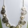 Vintage Handmade Abstract Silver Plated Necklace, Modernist Jewelry Image 2