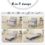 4-in-1 Multi-Functional Convertible Sofa Bed Recliner Chair Sleeper Floor Chair Lounger Versatile Folding Guest Bed 6-Position Removable Pillow Adjustable Small Spaces (Light Grey) Image 9