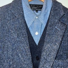 Tweed herringbone blazer and waistcoat sz m