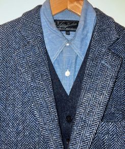 Tweed herringbone blazer and waistcoat sz m