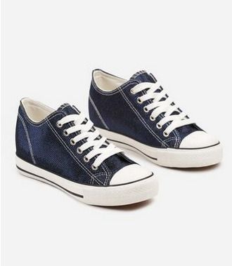 Amazing Metallic Blue Shoes - Hidden Wedge Lace Ups size 6