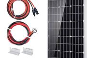 NEW SALE | Solar Panel Kit 100 Watt 12 Volt Monocrystalline Off Grid System for Homes RV Boat + 30A 12V/24V LCD PWM Solar Charge Controller + 16ft Solar Cables with Connector + Z-Brackets for Mounting