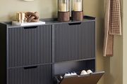 Modern Shoe Cabinet 4 Door Slim Storage Unit with Flap Doors Black or White