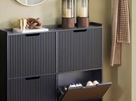 main image for ad Modern Shoe Cabinet 4 Door Slim Storage Unit with Flap Doors Black or White