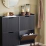 Slim Shoe Cabinet with 4 Doors Black or White 100 x 91 x 19 cm Image 7
