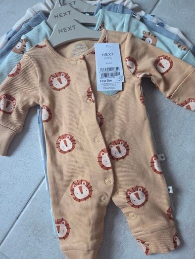 First Size (Newborn), With Tags 4 Next Animal Print Sleepsuits