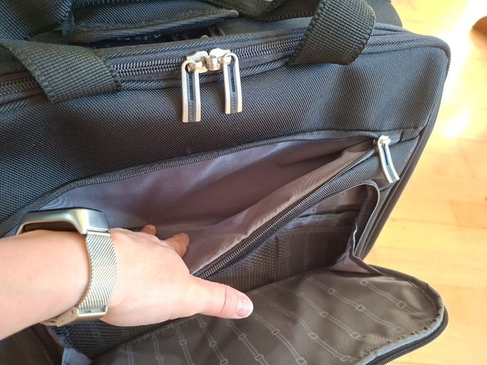 Delsey wheelie suitcase.