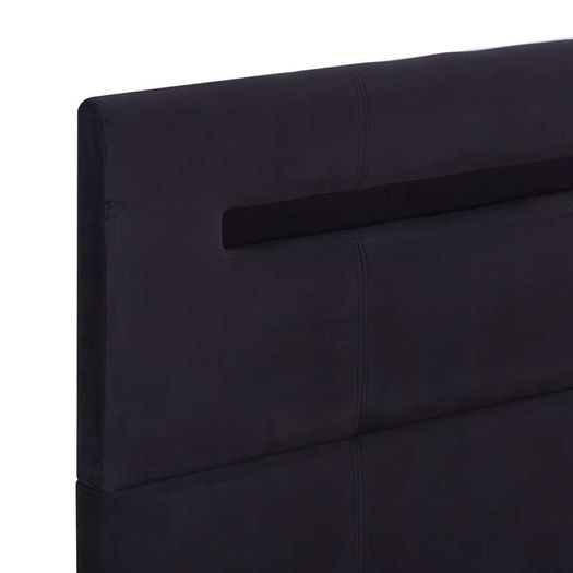 Bed Frame with LED Black Fabric 135x190 cm