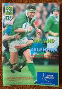 Very Rare 1999 Ireland v Argentina - Irish Permanent International Programme