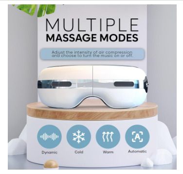Adamson eye massager for migraine relief with Heat and Cooling for Migraines + Dry Eyes + Dark Circles | Rechargeable, Bluetooth Music + Improve Sleeping